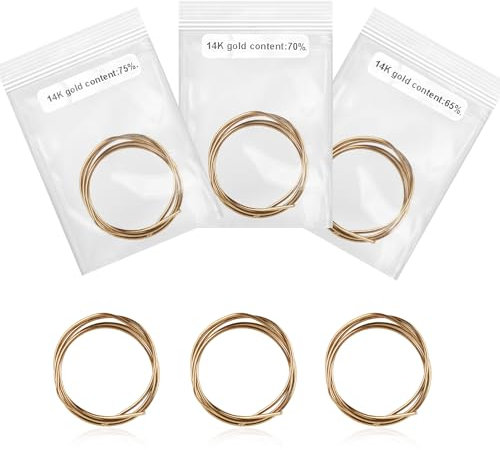 3 Stück 14K Gold Lötdraht für Schmuckherstellung, 16cm Lang Einfaches Gold Löten Lötflussmittel Goldlot für Schmuck Reparatur Elektronik Sanitär (Schmelztemperatur 718 °C, 738°C, 788°C)