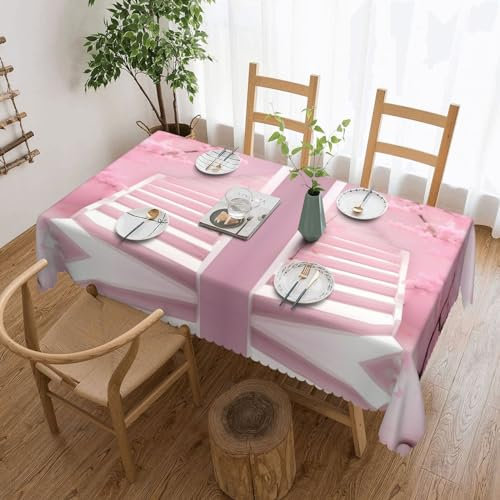 KINGNOYI Tovaglie quadrate con fiori di ciliegio, anti-grasso, per tavoli rettangolari, riutilizzabili e lavabili, in tessuto di poliestere