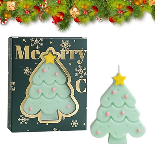 Christmas Tree Shape Candle Christmas Themed Scented Candle Mini Christmas Tree Aromatherapy Candle for Relaxation Christmas Home Decoration Xmas New Year Gifts (Green)