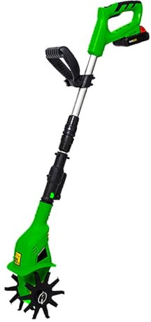 Kindevieft Kleine BodenfräSe, GartenfräSe, Tragbare Elektrische BodenfräSe FüR Den Hausgebrauch, GartenfräSe, 20 V Lithium-Elektro, Leicht, Kabellos, Manganstahlklinge, FüR Die Gartenarbeit,Green