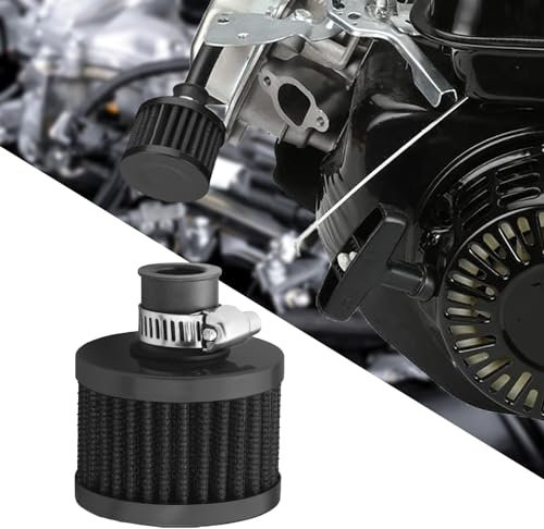 WINUERK Filtro Aria Auto, Filtro Aria Fredda Auto, Filtro di Aspirazione Dell'aria Fredda da 12 mm Sfiato del Carter, Accessori Auto Coperchio Valvola Sfiatatoio Universale per Auto e Moto (Nero)