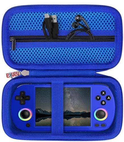 Khanka Estuche rígido para RG40XX H Retro Handheld Game,Bolsa de Transporte y Almacenamiento para RG40XX H 4.0-Inch IPS Screen Handheld Game Console,Sólo Estuche (Azul)