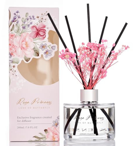 M&SENSE Duftstäbchen Set, 200ml Bergamotte & Zitrus Duft, Aroma Diffuser mit 7 Stäbchen & Schleierkraut, langanhaltender Raumduft für Badezimmer, Schlafzimmer, Regal, Geschenkidee für Sie, MSRD0205