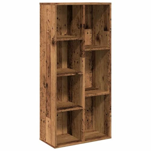 vidaXL Bücherregal, Standregal mit 7 Fächern, Regal Dekoregal für Wohnzimmer Büro, Büroregal Aktenregal Bücherschrank, Altholz-Optik