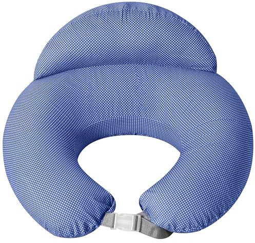 sei Design Stillkissen klein Baby- Stillhörnchen mit abnehmbaren Stillkissenbezug aus 100% Baumwolle - Stillmond - Stillkissen Mond Lagerungskissen, Baby Erstausstattung (Jeansblau)