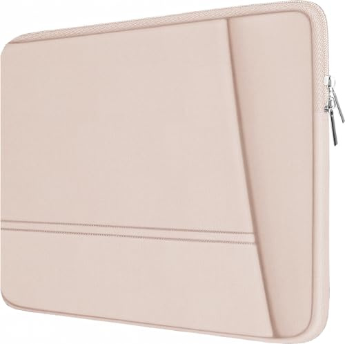 Laptop Sleeve 15.6 inch, Sturdy Portable Monitor Computer Laptop Case, Carrying Sleeve Bag 15.6'' with Pockets for MacBook PC Mac HP Lenovo Dell Asus Xbox Switch, Pink