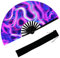 YKuzLx 13‘’ UV Glow Large Rave Fan for Men Women, Rave Essentials, Decorative Folding Hand Fan for Party, Home Decoration, Gift, Music Festival Essential, EDM Rave Accessories (Waves2)