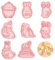 FloralGrace Set di 8 formine per biscotti a forma di coniglio, in plastica, per biscotti, per Pasqua, per biscotti e biscotti, per la cucina