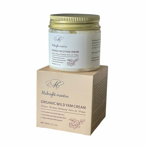 MIDNIGHT MANTRA Organic Wild Yam Cream, Promotes Hormone Balance, Nourishes Skin, Menopause and Premenopause Skin Moisturizer (60g)