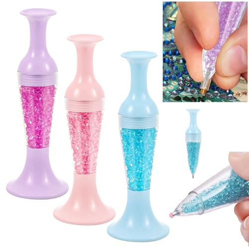FDJZXW Diamant Malwerkzeug 3 Stöcke Diamond Painting Stift Zum Befüllen Blumentopfform Diamant-Malwerkzeuge Diamantkunst Automatischer Perlenspender Automatische Dosierung Malwerkzeug