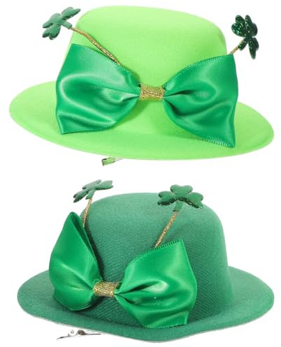 Healeved Mini-Haarspangen Kleeblatt-Hut Haarspangen für Karneval, St. Patrick's Day, Halloween & Weihnachten, Unisex-Erwachsene, Grün
