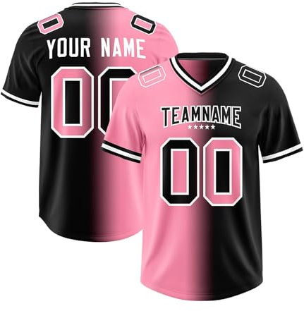 Personalisiert American-Football-Trikot Team Name Number & Logo Sports Uniform Football Jersey für Kinder Erwachsene Herren-Sporthemden Atmungsaktiv T-Shirt,Pink