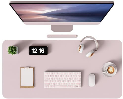 MOLMO Non-Slip Desk Mat, Waterproof Desk Pad Table Protector, Easy Clean Laptop Mat Large Mouse Pad Leather Writing Mat with Suede for Office/Home/Decor (Grayish Lavendar, 80 x 40 cm)