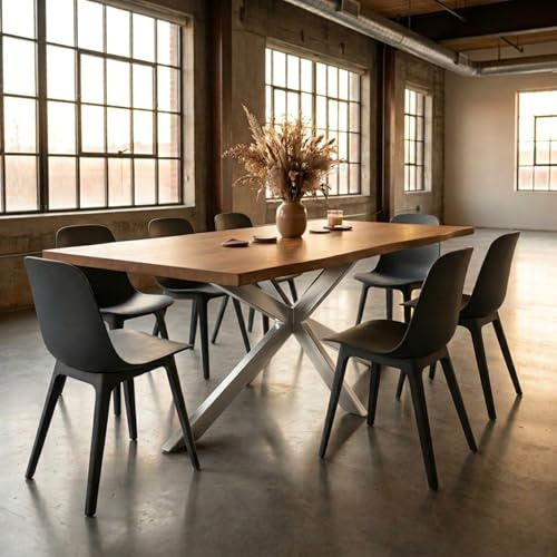 Bett11 Esstisch 240x100 cm Eiche Baumkante Spider-Gestell Holz Eiche-Optik