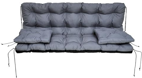 nana shop Kissen für die Gartenschaukel, Gartenschaukelkissen 120 cm, Schaukelkissen, Kissen für Hollywoodschaukel, Gartenkissen für Palettenmöbel, Bankkissen, Gartenbankkissen (Grau)