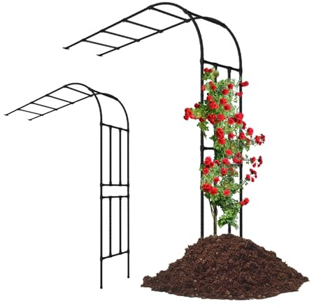 AJTXCSFOQL Rankgitter Rosenbogen Verzinkt, 60-300 cm Rosenspalier Halbbogen, Rankhilfe Wandrosenbogen, Pflanzgitter für Rosen, freistehende Gartendeko(200cm Wide x 240cm High)