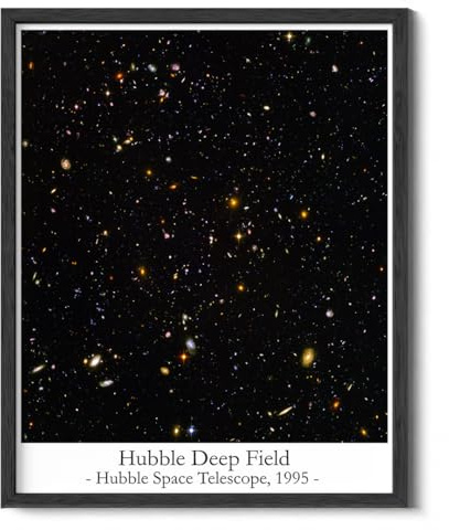 WallBUddy Weltraumfoto-Astronomie-Wandkunst | Blassblauer Punkt, Erdaufgang, Hubble James Webb, Stephen's Quintet, Carinanebel und Retro-Astronaut Voyager-Poster | Schwarzer Rahmen 30.5 x 40.6cm