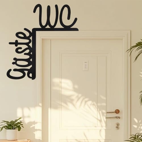 Ceeyoll Wc Schild, Gäste Wc, Badezimmer Deko, Gäste Wc, Kein Kleben und Bohren Nötig, Gäste Wc Schild, Passend für Toilettenschilder (Schwarz)