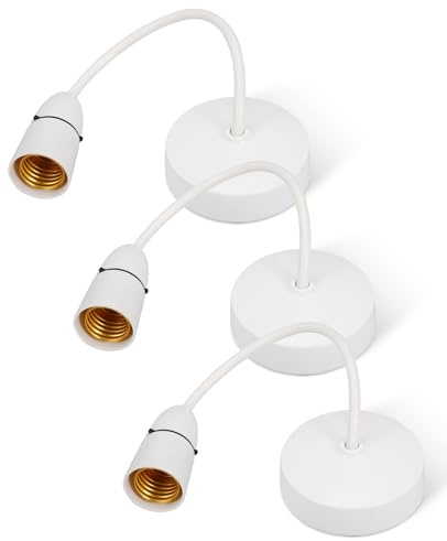 Ninnyi 3 Pcs E27 Ceiling Light Fitting for Kitchen Island Living Room Bedroom Dinning Room Lightings (Screw-Type Lamp Holder, 27mm in Diameter)