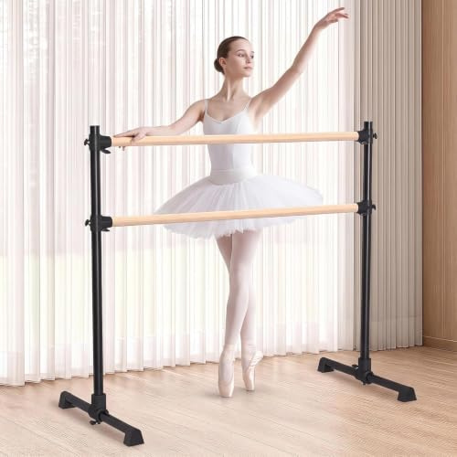 NBYTLT 4Ft Double Ballet Barre, 1.2M Adjustable Freestanding Ballet Barre | Adjustable Height Dance Barre with Non-Slip Feet for Ballet Practice, Stretching, Fitness Workouts and Pull-Up Training