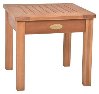DELUKE Gartentisch Annika Teak-Look - Eukalyptus, Hellbraun, 40x40x37cm | Garten Beistelltisch Wetterfest Outdoor Tisch