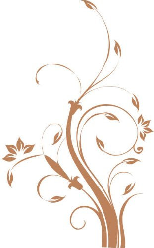Sticker mural PEMA W310 branche fleur plante arbre mur imprimé, Brun noyer, 96x59cm