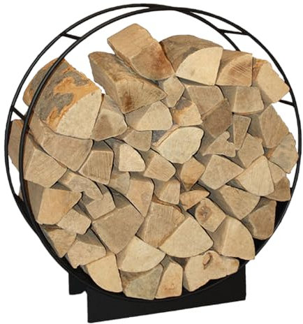 HARK Design Kamin Holzwiege Holzkorb Holzlege schwarz 50 cm