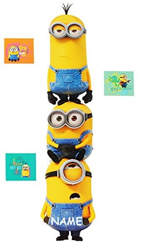 alles-meine.de GmbH 4 TLG. Set große Wandtattoo/Sticker - Minnion - Ich einfach unverbesserlich/lustiger Stapel - incl. Name - Wandsticker - Aufkleber für Kinderzimme..