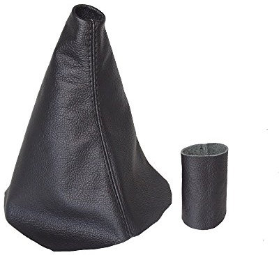 Schaltsack Schaltmanschette + 6 speed Schaltknauf Bezug schwarz Echtleder