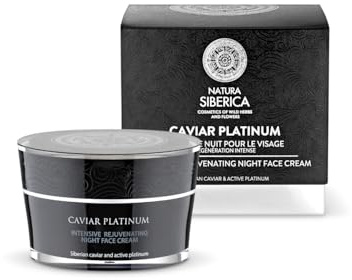 Natura Siberica Caviar Platinum Intensive Rejuvenating Night Face Cream 50ml – Anti-Aging Nachtcreme mit Schwarzem Kaviar & Platin, Lifting Effekt, Faltenreduktion, Feuchtigkeit & Regeneration