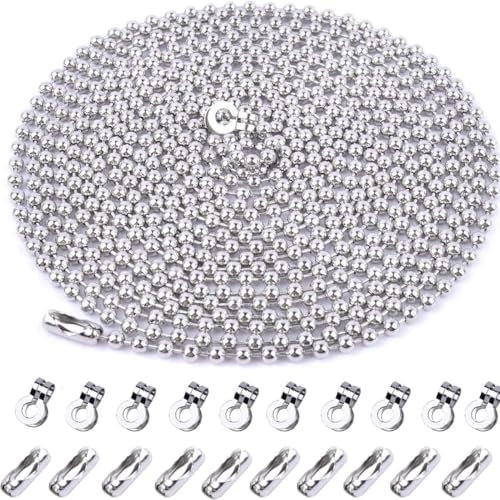 SZHUIHER 4,5 mm Durchmesser Perlenkette Verlängerung mit Stecker, 13 Fuß Perlen Rollenkette mit 20 passenden Anschlüssen