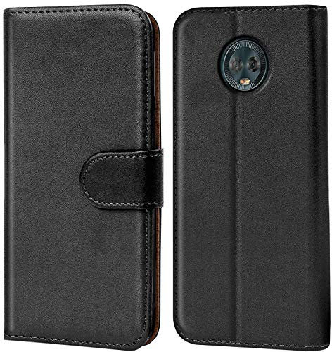 Verco Handyhülle Moto G6 Hülle, Klapphülle für Motorola Moto G6 Tasche PU Leder Flip Case Brieftasche - Schwarz