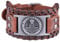 VASSAGO Vintage Amulett gotischen nordischen Mythos Thors Hammer Wikinger Runen keltischen Irish Knot braun Leder Gürtelschnalle Armband (braunes Leder, antikes Silber)