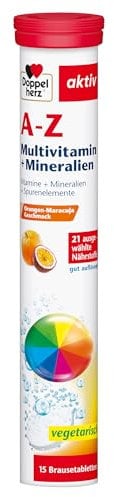 Doppelherz A-Z Multivitamin + Mineralien - 21 ausgesuchte Nährstoffe zur Unterstützung der Gesundheit und des Wohlbefindens - 15 Brausetabletten