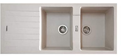 Fregadero de cocina empotrado piedra plus Apell granito avena 116x50cm reversible