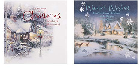 Hallmark Thomas Kinkade Weihnachtskarten, 2 Designs, 16 Stück