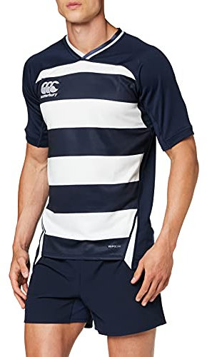 Canterbury Vapodri Evader à Rayures Maillot Rugby Homme Bleu Marine FR: L (Taille Fabricant: L)
