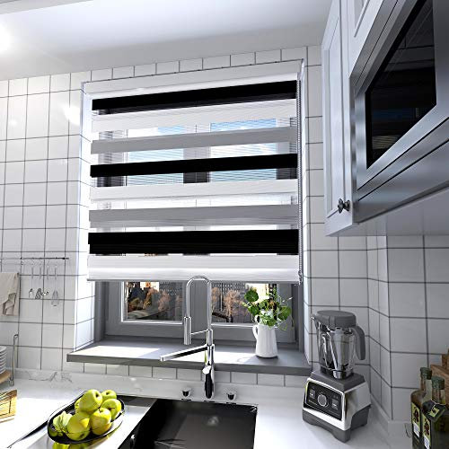 interGo Doppelrollo Klemmfix Ohne Bohren, B60cm x H150cm Duo Rollo mit Aluminium Kassette, Seitenzugrollo Easyfix für Fenster & Türen - Mixed