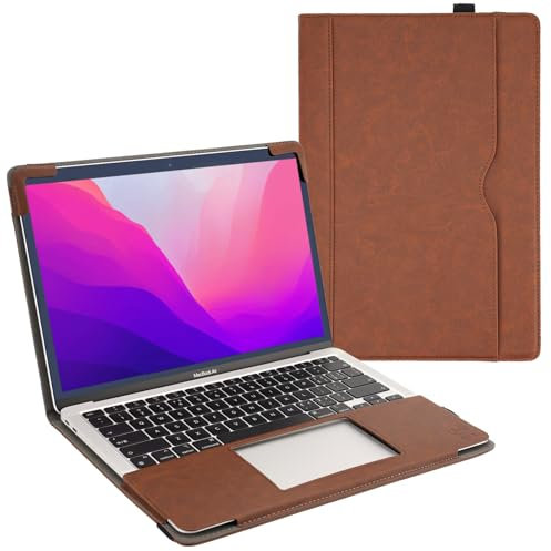TYTX Lederhülle Kompatibel mit MacBook Pro 13 Zoll M2/M1 (2022-2016) A2338/A1989/A1706/A1708/A2159/A2289/A2251, Laptop-Hülle Folio Book Schutzhülle Case Cover, Dunkelbraun