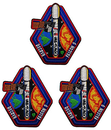 SPACEX Falcon 9 Aufnäher, F9 Dscovr Bestickte Applikationen Dekoration Aufnähen Aufnäher Abzeichen Set