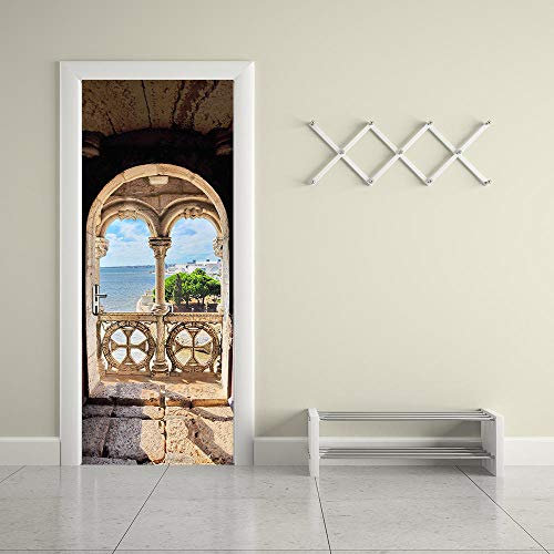 Porte auto-adhésive 3D avec bâtiment de la mer