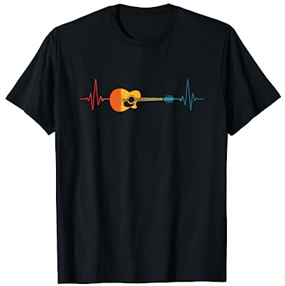 Guitarist Heartbeat Musician Guitar Player Colorful Guitar T-Shirt