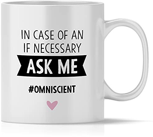 mindmonkeys® Tasse mit Spruch Im Falle eines Notfalles Frag mich Fun Tasse für Klugscheisser Besserwisser fürs Büro Geschnekidee zum Geburtstag Jubiläum Bürotasse Keramik 300 ml