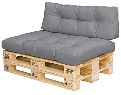 Royal Schneider Set Sitzkissen Rückenkissen Palettensofa Palettenpolster - 2er Set - 1Stk. 120x80 + 1Stk. 120x40, Farbe - Grau