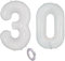 Weiß Luftballons Zahl 30. Geburtstag deko frau mann,Zahlen Ballon 30 Geburtstag deko, 40 Zoll Weiß Heliumballon 30 jahre Geburtstagsdeko frauen männer Aufblasbar Helium Folienballon 30 Weiß（30）
