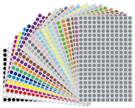 Farbige Punkte, 6000pcs 10 mm Runde Punkt-Aufkleber, Bunt Etiketten Markierungspunkte, Farbkodierung-Aufkleber, Kleine Runde Dot Aufkleber, Farbcodierung Etiketten für Home Office Supplies 25 Farben