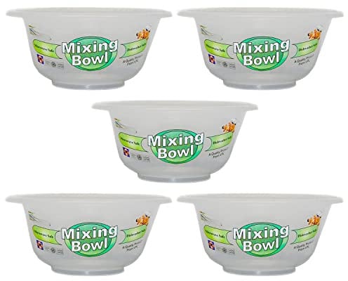 (Set of 5) - 20 CM Clear Round Plastic Multifunctional Mixing Bowl Fruit Vegetable Salad Bowl Serving Bowl Catering Bowl Nesting Bowl Meal Preparing Food Storage Kitchen bowl For Baking Cooking