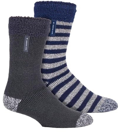 HEAT HOLDERS - 2 Pack Mens Bed Socks | Warm Thermal Winter Socks for Sleeping (6-11, Lumi)