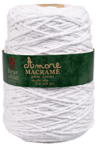 310 metri corda macramè 3mm misto cotone fatto in Italia disponibile in 18 colori (BIANCO)