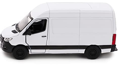 Toyland® 12cm Pull Back & Go Die Cast White Sprinter Van Age 3+ With Open & Close Doors - Toy Vehicles - 1:48 Scale